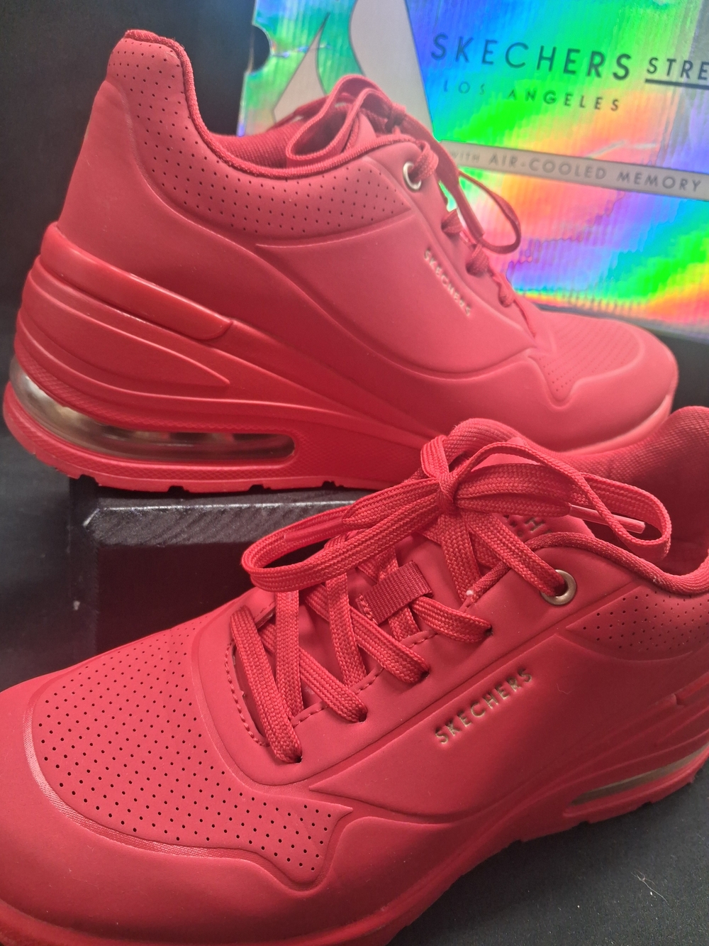 Skechers Women’s Red Athletic Platform Sneakers. Size 8.5 - Picture 3 of 16